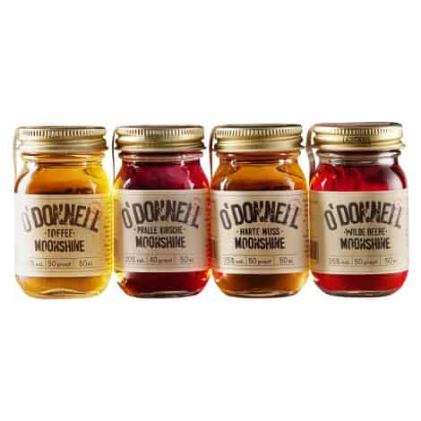 O’Donnell Moonshine Mini Set | Kleiner Likör | 4 x 50ml | Perfekt zum Verschenken | Authentischer, pflanzlicher Premium-Schnaps (Klassisch)