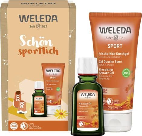 WELEDA Bio Sport Geschenkset 2023 – Naturkosmetik für Sportler mit erfrischendem Duschgel und Arnika-Massageöl. Perfekt für die sportliche Körperpflege.