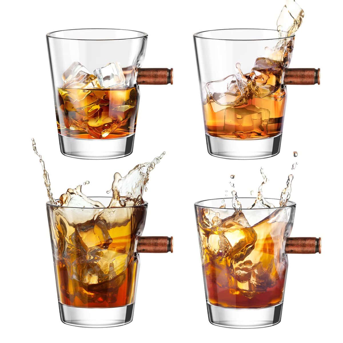 Kollea Bullet Shot Gläser 4er Set, 2-Unzen Cool Shot Gläser, Crystal Whiskey Shot Gläser mit .308 Bullet, Geschenke für Männer zu Weihnachten, Vatertag, Geburtstag, Jahrestag, Hochzeit, Ruhestand