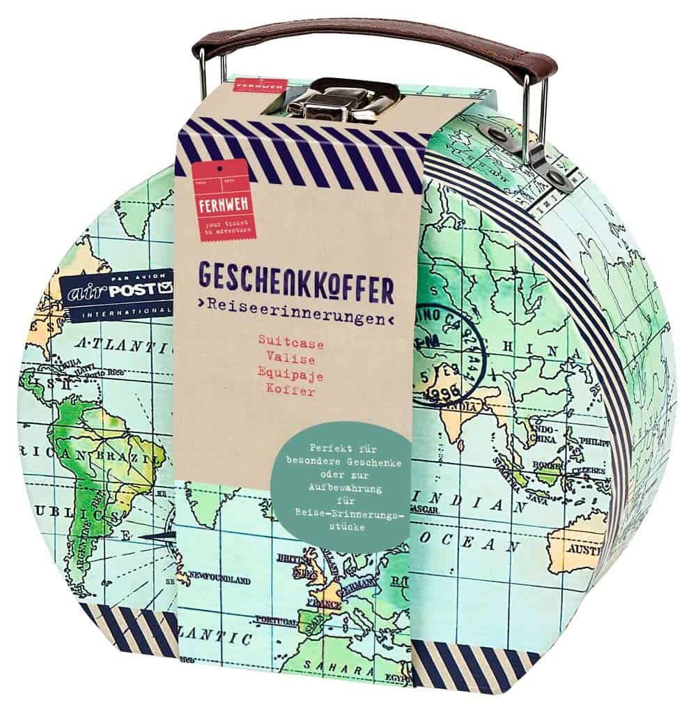 moses. Fernweh Geschenkkoffer Reiseerinnerungen, Geschenkbox Geldgeschenke und Reisegutscheine, Deko Mini-Koffer zum Verschenken oder zur Aufbewahrung von Erinnerun Weltkarten Retro-design