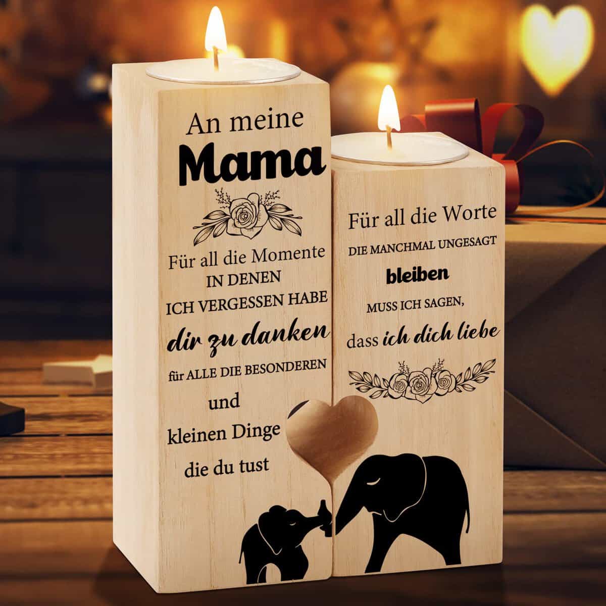 Muttertagsgeschenk für Mama, Personalisierte Kerzenständer Mama Geschenk, Geschenke für Mama zum Geburtstag, Muttertag Weihnachten, Geburtstagsgeschenk für Mama