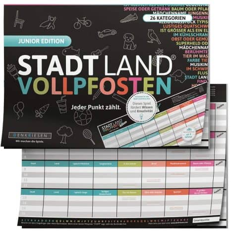 DENKRIESEN – Stadt Land VOLLIDIOT® – JUNIOR Ausgabe – Für Kids und Teens