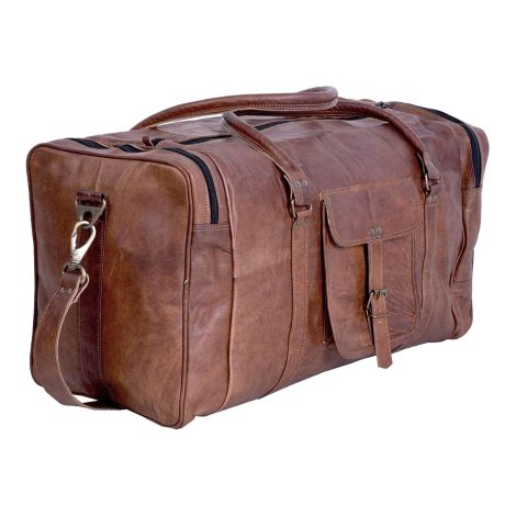 21-Zoll-Vintage-Leder-Duffel-Reise-Gym-Sport-Übernachtungs-Wochenend-Duffle-Taschen für Männer und Frauenn – Stilvolle KPL Reisetaschen für alle Geschlechter. Ideal für Sport, Kurztrips und Wochenendausflüge.