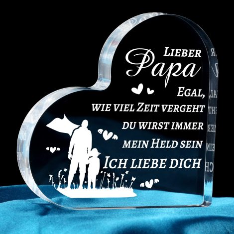 Herzform Acryl Dekoschild – Beste Geschenkidee für Papa zu Geburtstag, Weihnachten und Vatertag