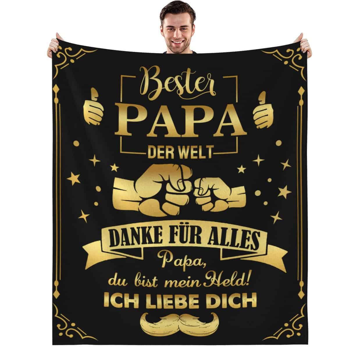 BSGIFT Geschenke für Papa Decke für Papa Kuscheldecke Flauschig Decken Bester Papa Geschenke Geburtstagsgeschenk für Papa Männer Fleecedecke Geschenk Vater Sofadecke Überwurfdecke 150x130cm