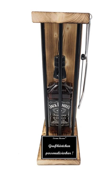 Maßgeschneiderte Präsente für Männer und Frauen – Die eiserne Reserve Black Edition Jack Daniel´s Bourbon Whisky (1 x 0,70 l) mit beiliegender Notsäge. Ideal für Weihnachten, Geburtstag oder Hochzeit.