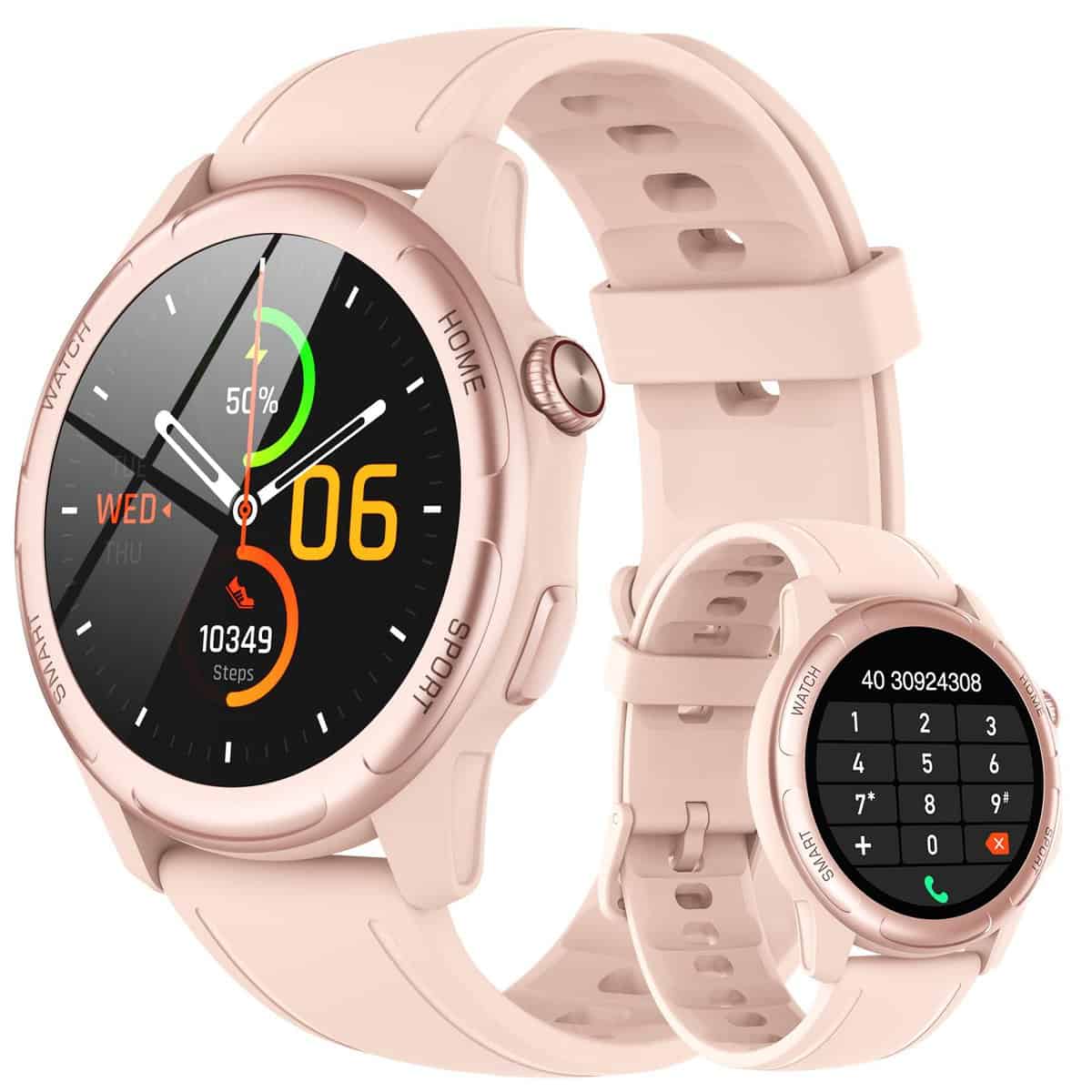 Gerpeng Smartwatch Damen, 1,32”Touchscreen Sportuhren Damen, IP68 Wasserdicht Fitnessuhr Mit Bluetooth-Anruffunktion, Schrittzähler, Herzfrequenzmesser, Schlafmonitor für Android iOS