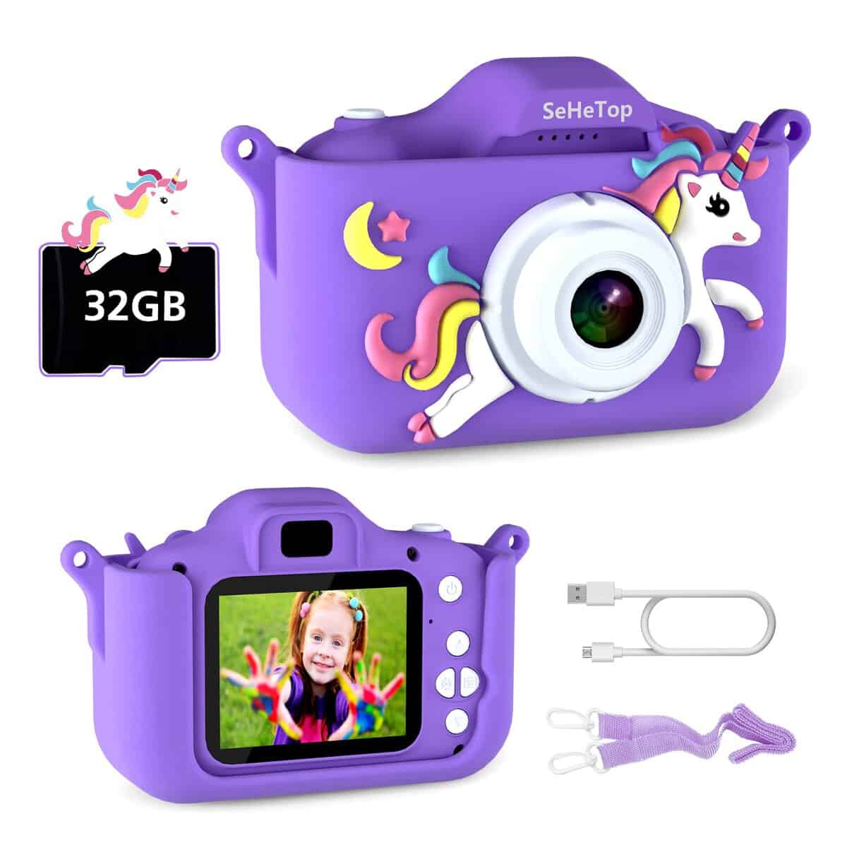 Kinder Kamera, 2.0”Display Digitalkamera Kinder,Geburtstagsgeschenk für Madchen Kind 3 4 5 6 7 8 9 10 11 12 Jahre,1080P HD Anti-Drop fotoapparat kinderspielzeug Weihnachten Spielzeug für mädchen