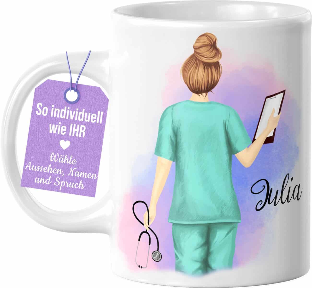 Heldentassen Personalisierte Krankenschwester Tasse, individuelles und persönliches Geschenk für Kolleginnen und Freundinnen, Kaffeetasse | Teetasse mit Namen und Spruch, 330 ml