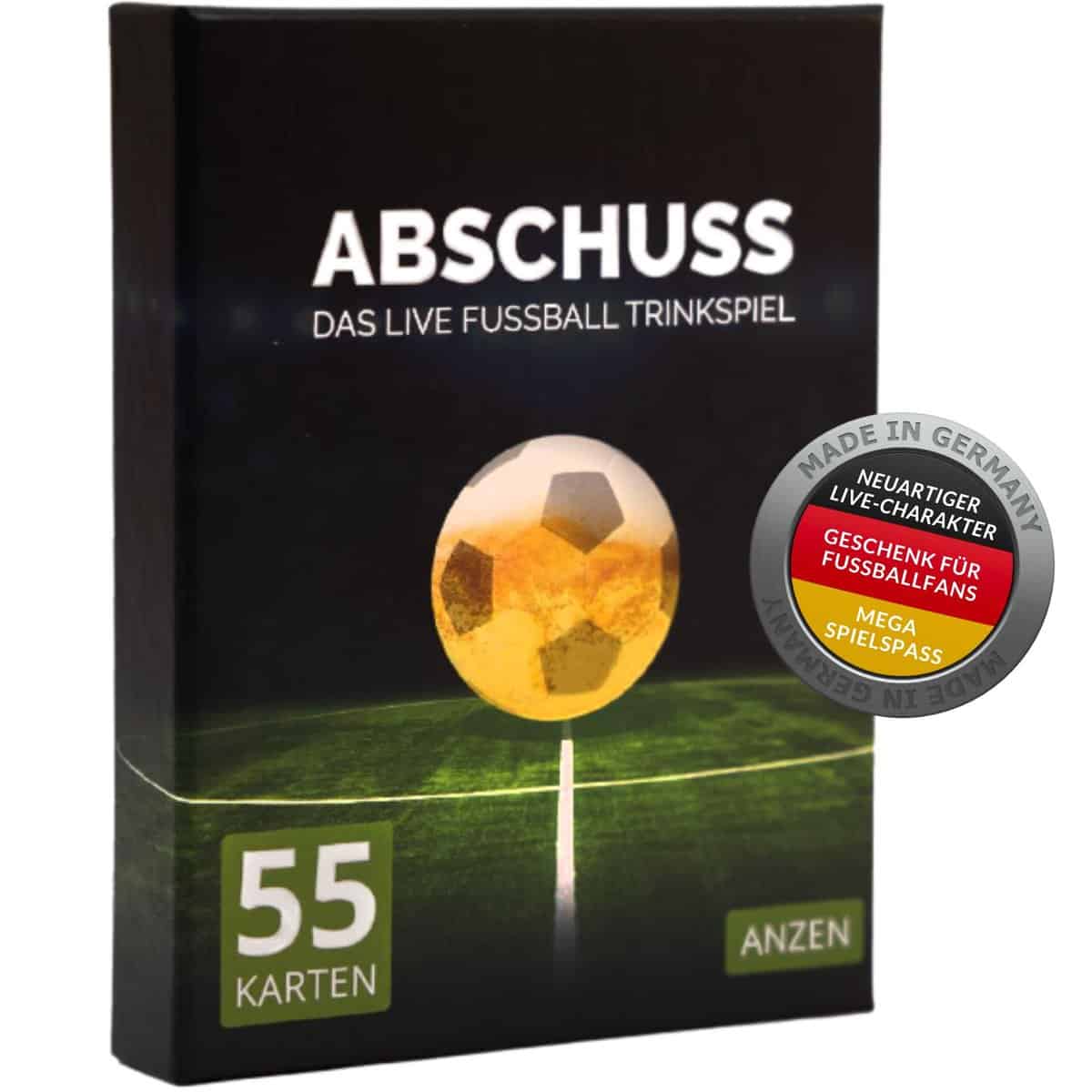 ANZEN ABSCHUSS - Das Live Fussball Trinkspiel | Kartenspiel | passend zu Bundesliga bis Kreisliga Spielen + Champions League + EM-WM im TV | Fanartikel | Geschenk für Männer | Geschenke Fußballfan