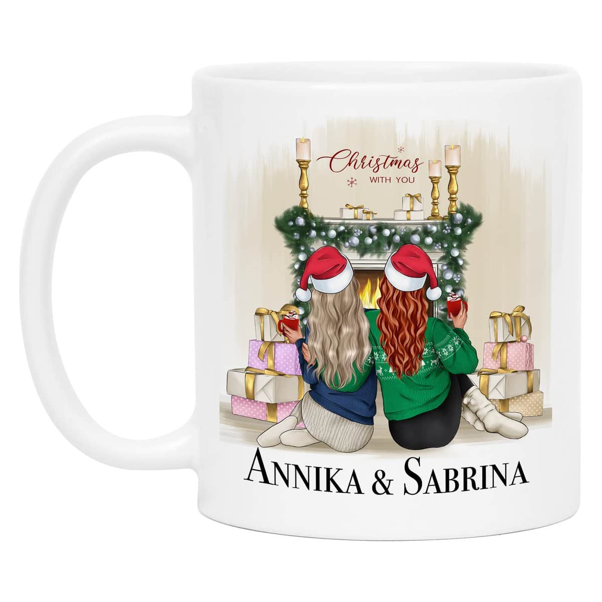 Kiddle-Design Beste Freundinnen Weihnachts-Tasse Weihnachten Personalisiert Beste Freundin mit Name Geschenk Weihnachten Xmas Freundinnengeschenk