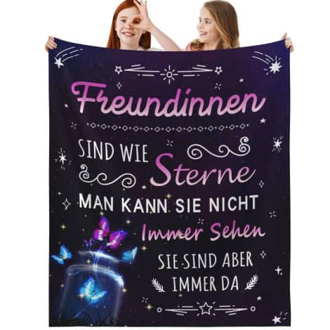 Kuscheldecke “Freundinnengeschenk” – Weiche Fleecedecke (150x130cm) für Valentinstag, Geburtstag, beste Freundinnen-Geschenke.