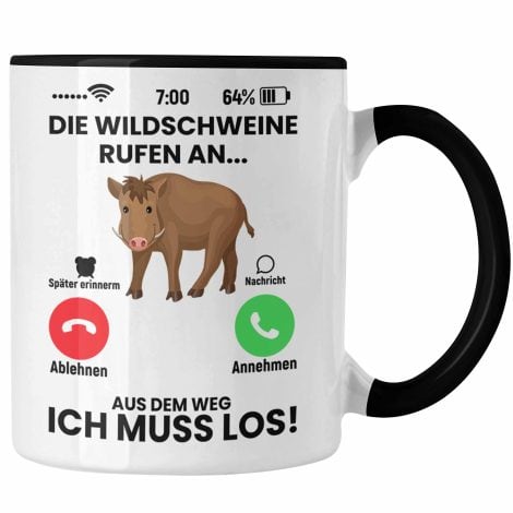 Trendation – Die Jäger-Tasse für Wildschwein-Fans Mit witzigem Spruch, perfekt zum Jagen (Schwarz)