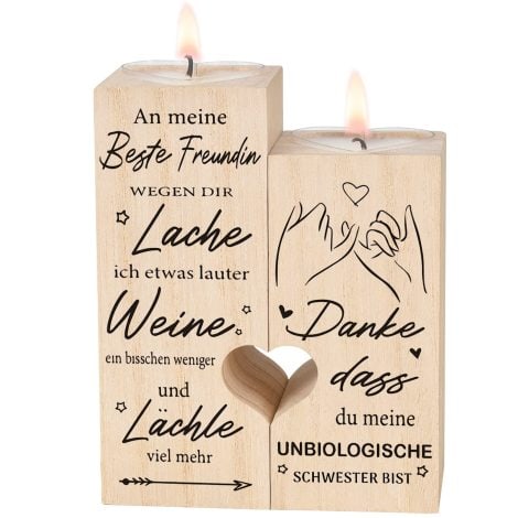 Personalisierte Kerzenständer als Geschenk für die beste Freundin zum Geburtstag, Jubiläum oder als Freundschaftsgeschenk.