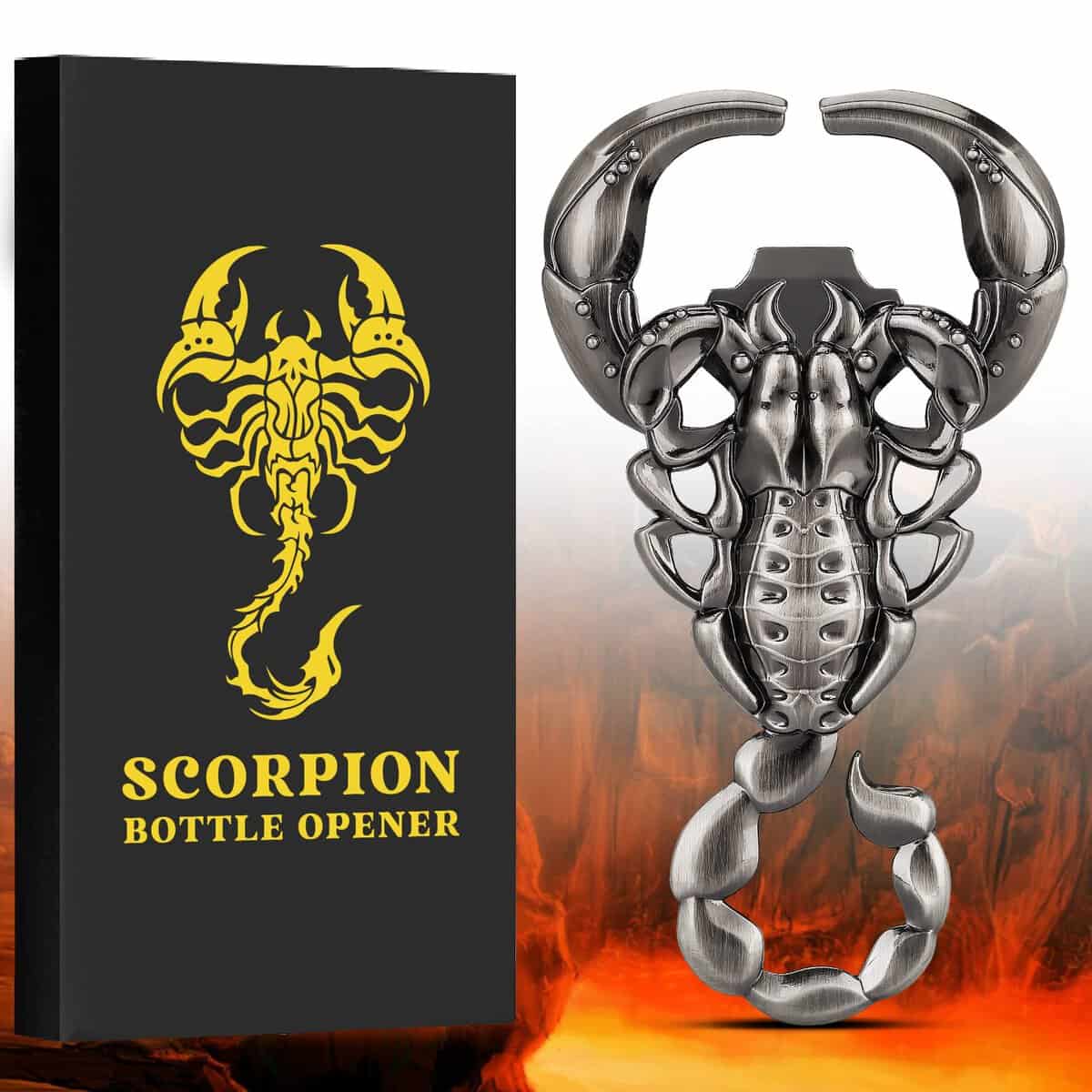 LULLEA Skorpion Bier Flaschenöffner, Skorpion Geschenke für Männer, Personalisierte Geschenke Männer, Vatertagsgeschenk, Weihnachtsgeschenke, Geburtstagsgeschenk für ihn, Ehemann Opa Freund, Silber