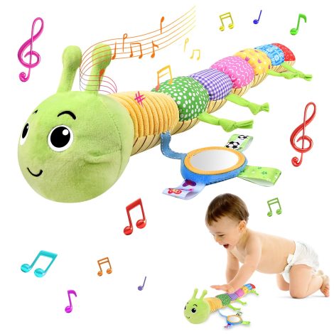 FORMIZON Baby Musikalisches Kuscheltier in Raupe-Form mit Lineal, Rasselring und Stoffmaterial. Perfektes Geschenk für Jungen und Mädchen.