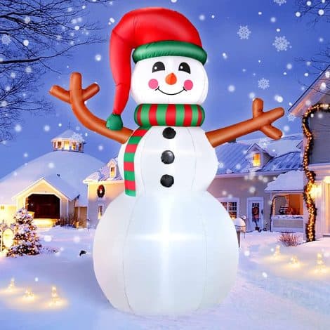 210cm Aufblasbarer Schneemann für Weihnachten mit LED-Beleuchtung, wetterfeste Weihnachtsdekoration für drinnen und draußen.