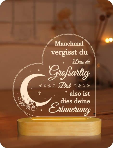 Lightzz Geschenke für Frauen, Freunde & Familie – 3D Illusion LED Lampe für Geburtstage und Freundschaft.