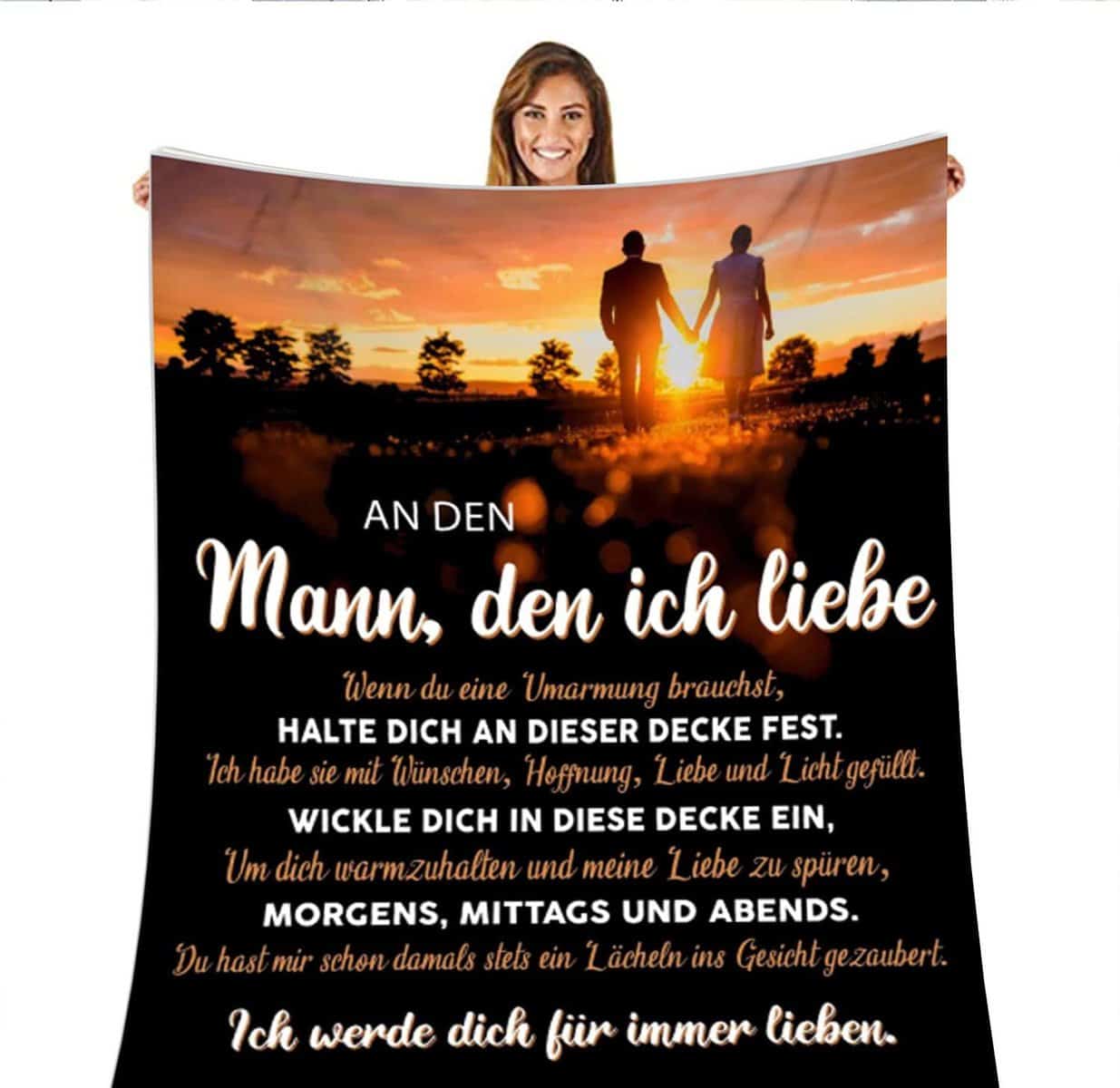 UOOYAA Geschenke Valentinstag für Männer,Kuscheldecke an Meinen Mann Positiv Ermutigen Nachricht Brief Decke für Tagesdecke Wohnzimmerdecke Tv-Decken Geschenk Valentinstag(An Meine Mann-L)