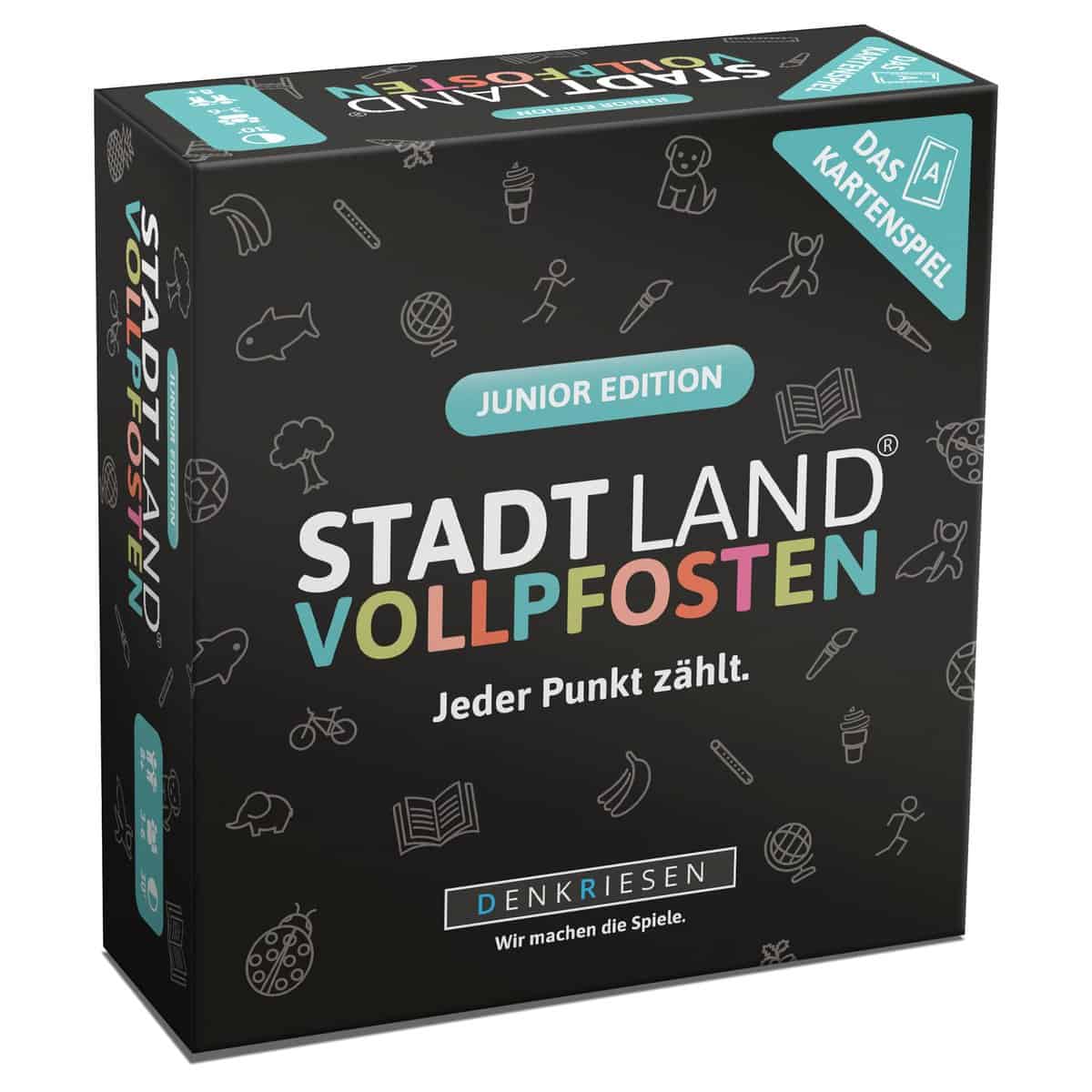 DENKRIESEN - Stadt Land VOLLPFOSTEN - Das Kartenspiel - Junior Edition | Stadt Land Fluss | Kinderspiel | Reisespiel