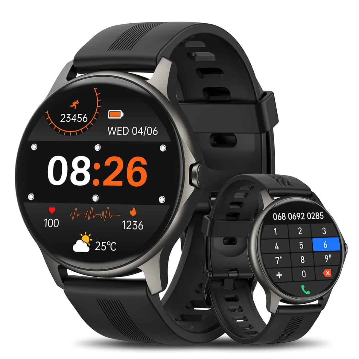 ENOMIR Smartwatch Herren mit Telefonfunktion, 100 Sportmodi Fitnessuhr damen Runde mit Pulsmesser, Schlafmonitor, SpO2, IP68 Wasserdichte Schrittzähler uhr damen, Fitness Tracker kompatibel mit Android/IOS