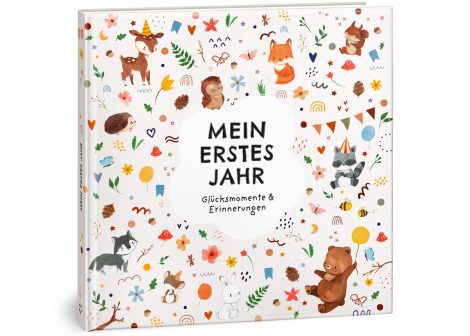 Babytagebuch: Erinnerungen für das erste Lebensjahr – Ein besonderes Geschenk zur Geburt mit Boho-Tieren GB23