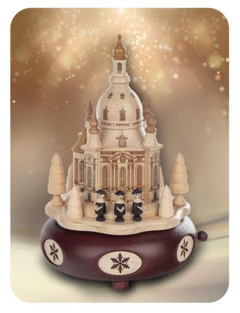 Neue Rudolphs Schatzkiste: Spieldose Dresdener Frauenkirche, 21x13x13 cm, Spieluhr, Figur, Erzgebirge, Holz, Weihnachtsdeko.