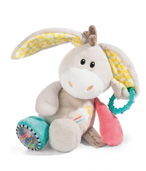 Nici 42076 Activity Kuscheltier Esel Muli – Kuscheliges Spielzeug für Babys und Kleinkinder ab 3 Monaten, beige.