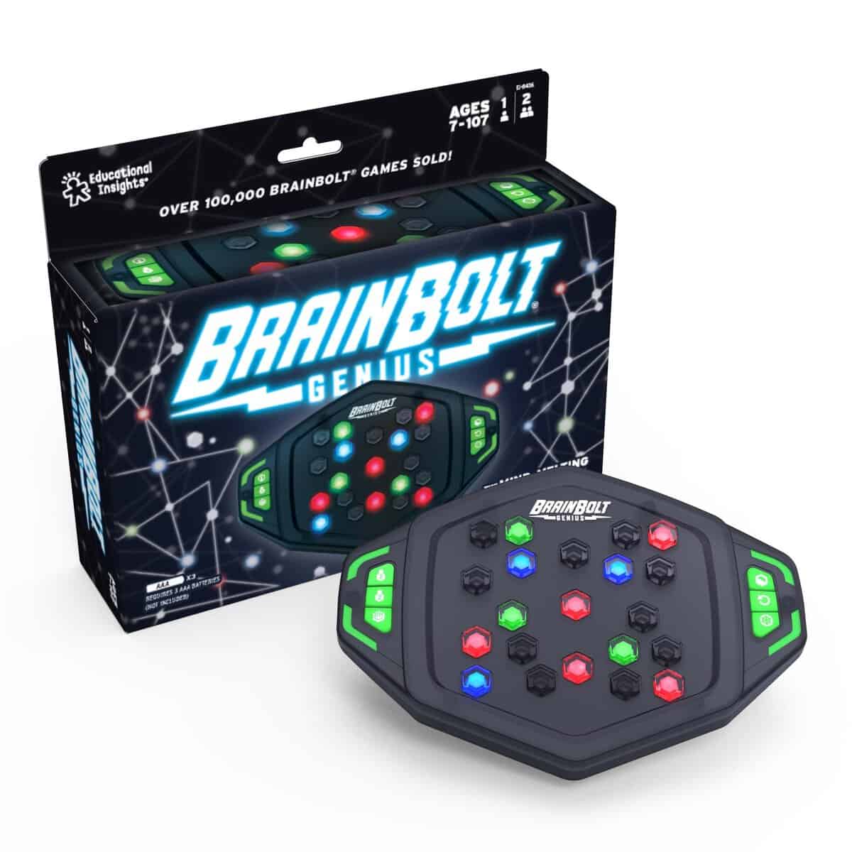 Learning Resources BrainBolt Genius Schnelles Gedächtnisspiel mit Lichtern, Intelligenzspiele für Kinder, tragbares Spiel, Geschenke für Kinder ab 7 8 9 10 11 12 Jahren, Jungen und Mädchen