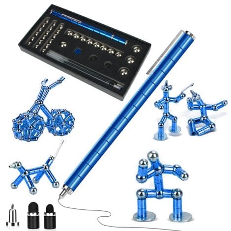 YEJIKJ Magnetischer Kugelschreiber, Multifunktionaler Stift, Stressabbau, Kreatives Geschenk für Vatertag, Geburtstag, Männer, Frauen, Jugendliche (Blau).