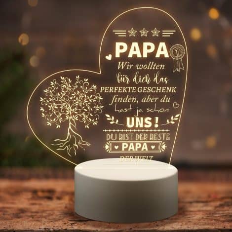 Geschenk für Vatertag/Weihnachten: LED Acryl Nachtlicht in Papas Papa-Geschenk zum Geburtstag/Vatertag – Pap-2.