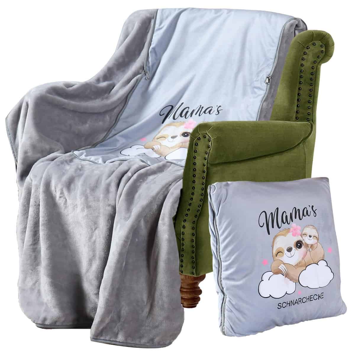 Swkien Geschenke für Mama, Geburtstagsgeschenk für Mama,Geburtstag Muttertag Mama Geschenk Faultier Kuscheldecke,Beste Geschenkideen Zwei in einem Kissen und Decke（180x130cm）