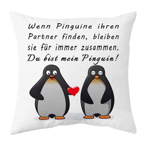 Lustiger Partner Pinguin Kissenbezug 45×45 cm für Jahrestag, Hochzeitstag, Valentinstag, Weihnachten, Shoppawhile.