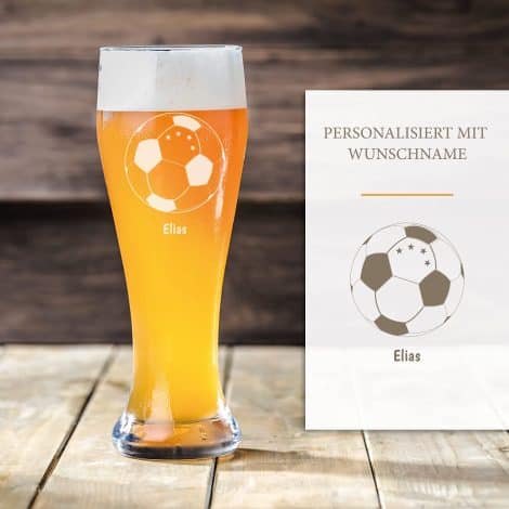 Exklusives personalisiertes Bierglas für Fußballfans und Männer als individuelles Geschenk – 0,5 Liter.