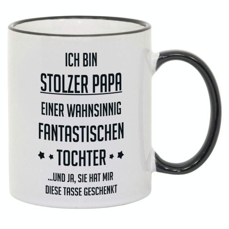 Geschenk-Tasse “Stolzer Papa” für Geburtstag, Vatertag oder Weihnachten. Tolle Spruch-Tasse für stolze Väter.