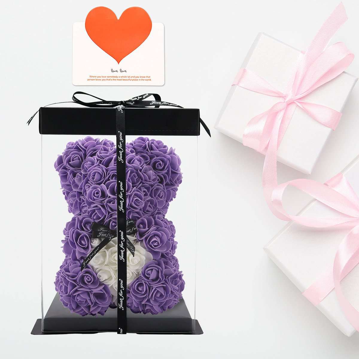 Rose Bär Geschenke für Frauen, Muttertag handgemachte Blumen Teddybär Geschenke für Frauen Mama von Tochter, Rose Teddybär Valentines Geschenke für Frau ihr, Geburtstag Rose Bär Geschenke für Mama