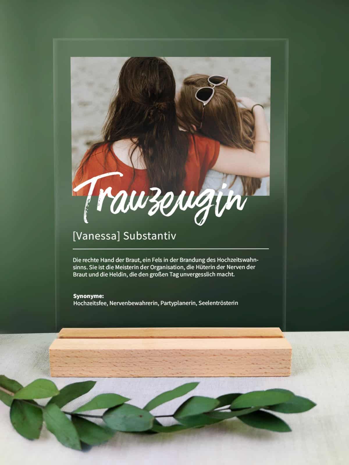 Generisch Trauzeugin Geschenk personalisiert - Acryl Foto Geschenk: Definition wie im Duden - Geschenk Trauzeugin, Trauzeugin Geschenk Geburtstag, Geschenk Trauzeugin Weihnachten, Weihnachtsgeschenk Trauzeugin