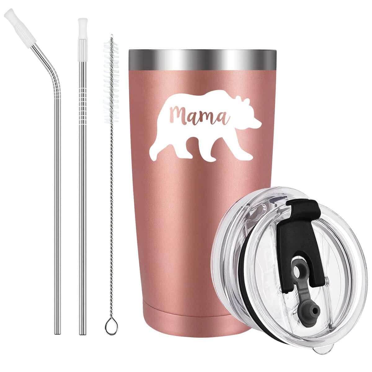 Livole Geschenke für Mama, Mütter, Frauen, Mutter Geschenke zum Muttertag, Geburtstagsgeschenk für Mama, Weihnachten, Mama Bär, 600ml Doppelwandig Camping Becher, 20oz Thermobecher Kaffee to go