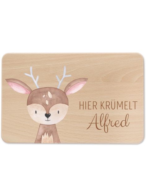 Personalisiertes Kinder-Frühstücksbrett mit süßen Motiven und hochwertigem UV-Druck – Das Wunderwunsch Brettchen