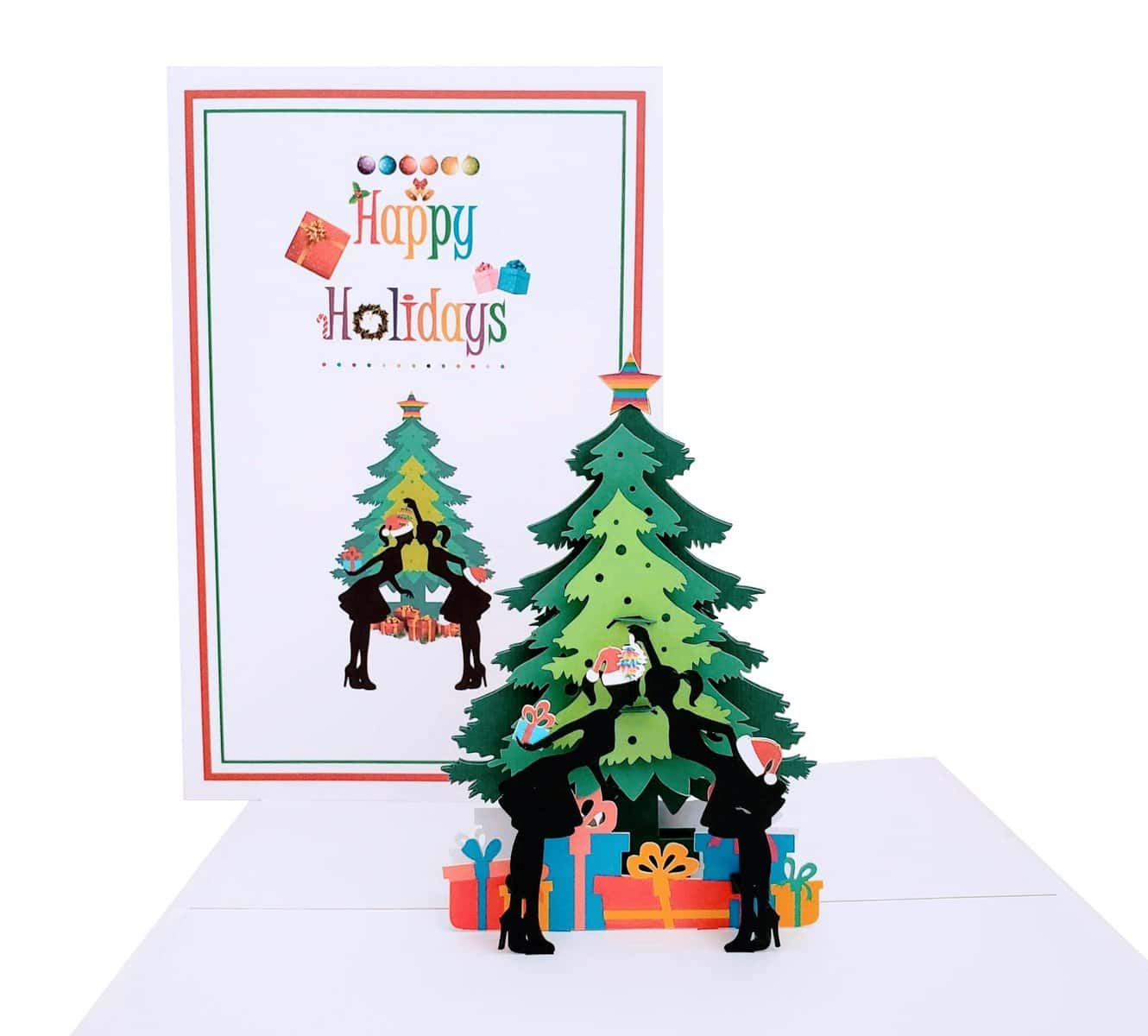 iGifts And Cards Lesbische Happy Holidays Mistelzweig 3D Pop Up Grußkarte - Frohe Weihnachten an Freundin, Xmas Geschenk für Frau, Feliz Navidad an Tochter, Saisongrüße, Stolzfreude, lustiges Paar