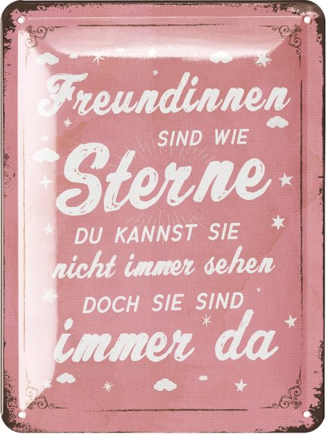 Freunde Sterne BFF Sache für Mädelsabend – Retro Blechschild mit Freundschaftsspruch und Shabby Chic Deko