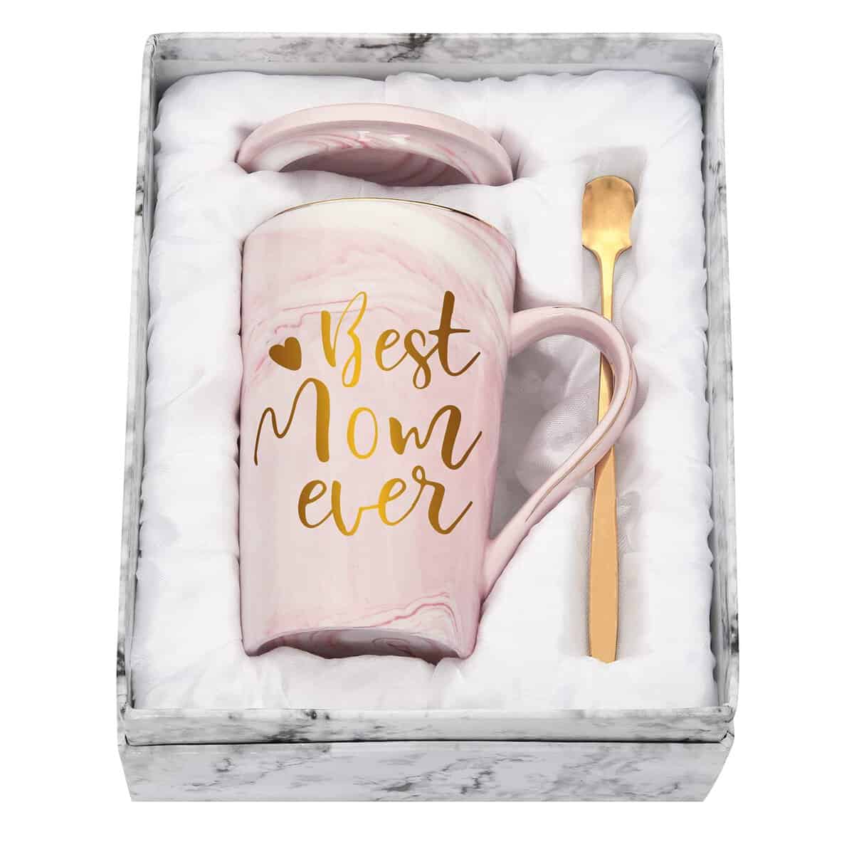 Livole Geschenke für Mama Weihnachten, Mutter Geschenk von Tochter, Geschenkideen für Mütter, Frauen, Frau, Mama Weihnachtsgeschenke - Best Mom Ever - 14oz 400 ml Keramik Kaffeetasse, Geschenkbox