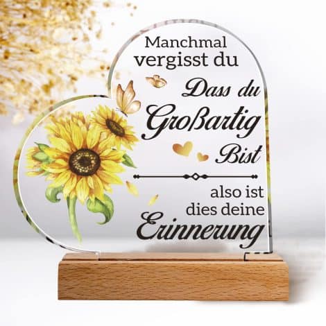 Geschenke für beste Freundin zu Weihnachten: Acryltafel mit liebevollen Worten für Schwester oder Freundin zum Geburtstag.