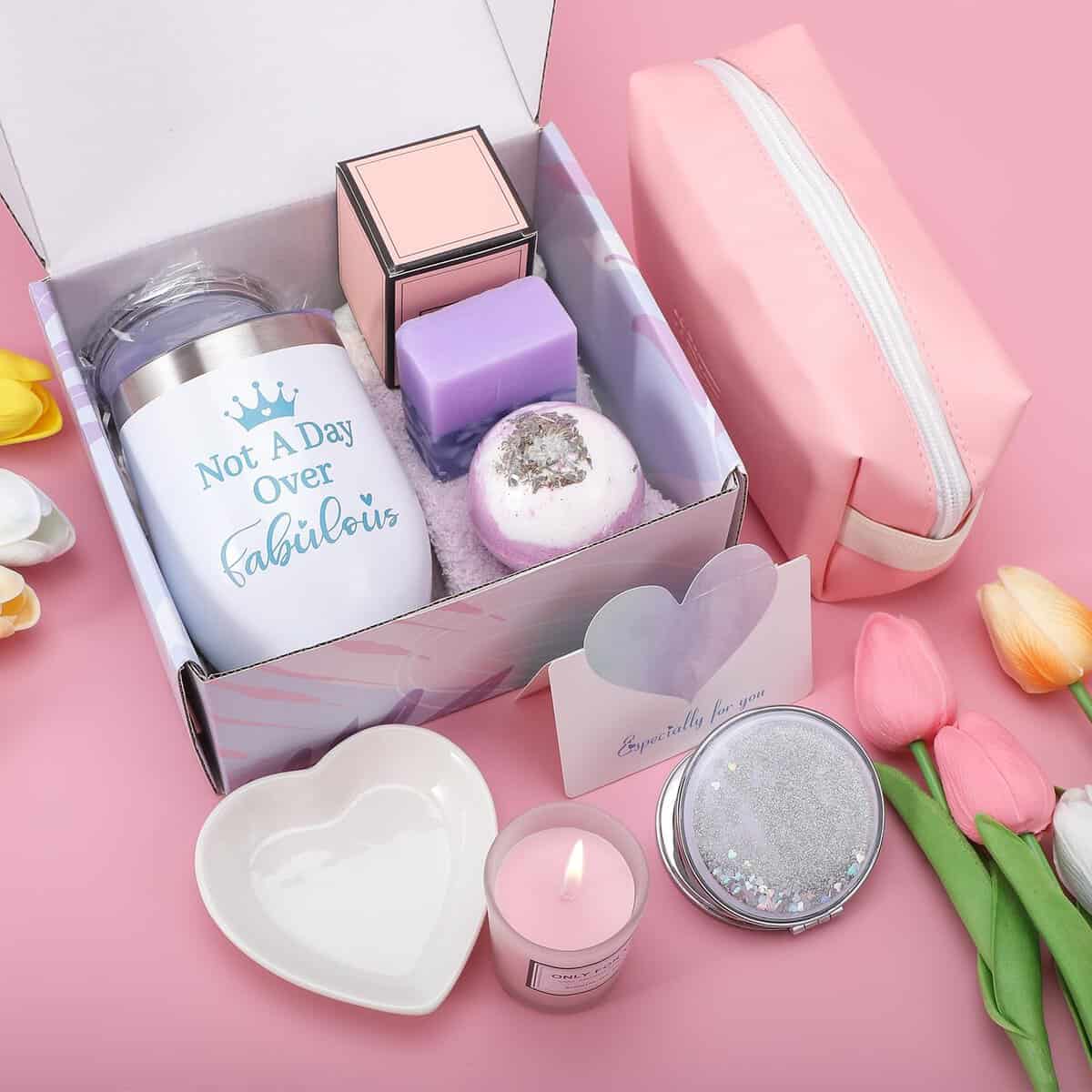 Geschenk für Frauen, Geburtstagsgeschenk für Frauen Verwöhnkorb Entspannungs Spa Bad Geschenk Set Geburtstag Weihnachts Jahrestags Ruhestandsgeschenke für Frauen Mutter Schwester Freundin (Lavendel)