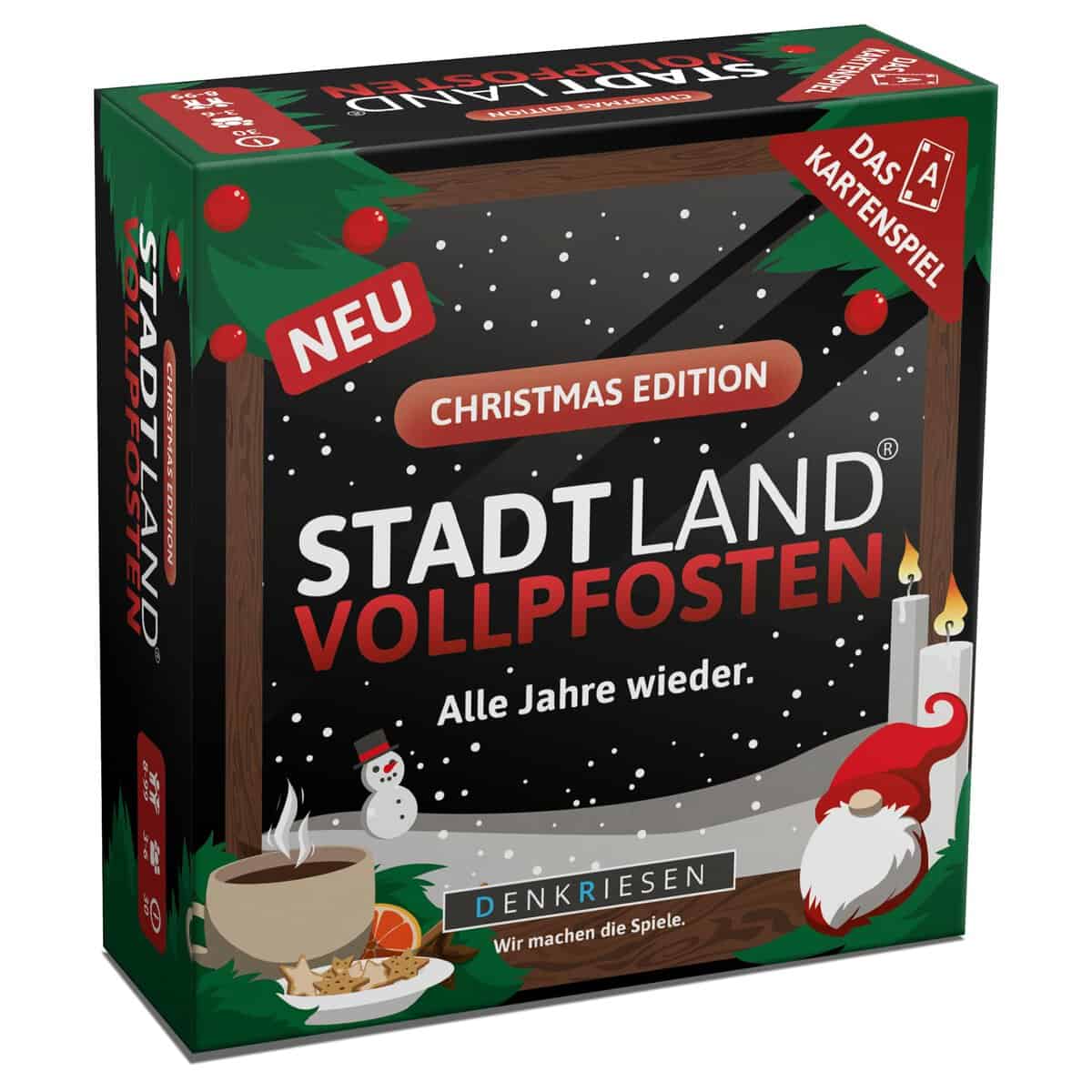 DENKRIESEN - Stadt Land VOLLPFOSTEN - Das Kartenspiel - Christmas Edition - Alle Jahre Wieder. - Stadt-Land-Fluss Familienspiel | Weihnachts-Edition