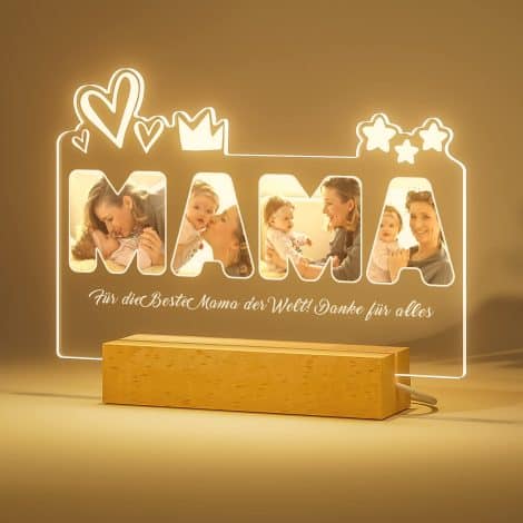 Individuelle Mama Lampe mit Foto – Muttertagsgeschenk, LED Nachtlicht mit Fotorahmen, perfekt zum Muttertag.