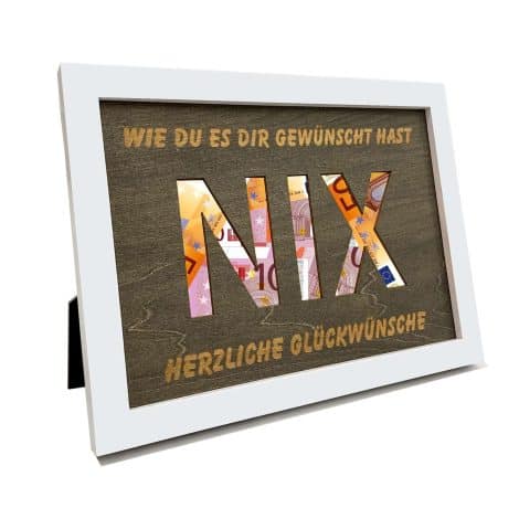 Kreatives Geschenk für Personen, die nichts wünschen, passend für Jugendweihe, Konfirmation, Geburtstag. Lustiges, schwarzes Vintage-Geschenk.