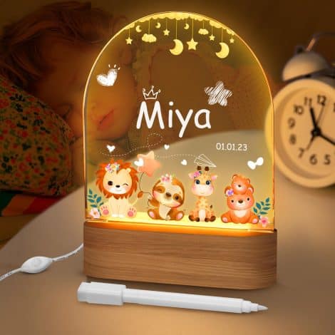 CENOVE Baby Nachtlicht mit personalisierter LED-Beleuchtung – Perfektes Geschenk für Jungen und Mädchen zur Geburt oder Taufe