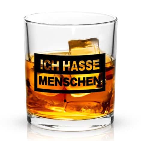 Lustiges Whiskeyglas “Freudenspendend Ich hasse Menschen”, individuelles Geschenk für Weihnachten und Geburtstag, Frauen und Männer.