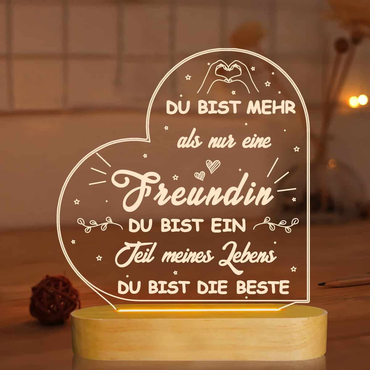 Beste Freundin Geschenke für Frauen, 3D Nacht Licht LED Illusion lampe für ihre Freundin Schwester Geburtstag Weihnachten Freundschaft dankeschön Geschenk